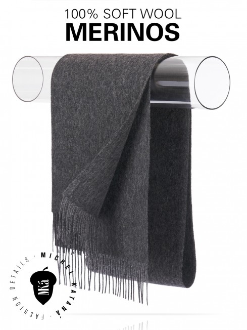 CHARCOAL DE NAIRN, длиный ШАРФ из мягчайшей шерсти MERINOS из пряжи средней тяжести, однотонная коллекционная линия UNITON-PLURALISM (Много-гранности) FT.W220_705544.08/CHAR